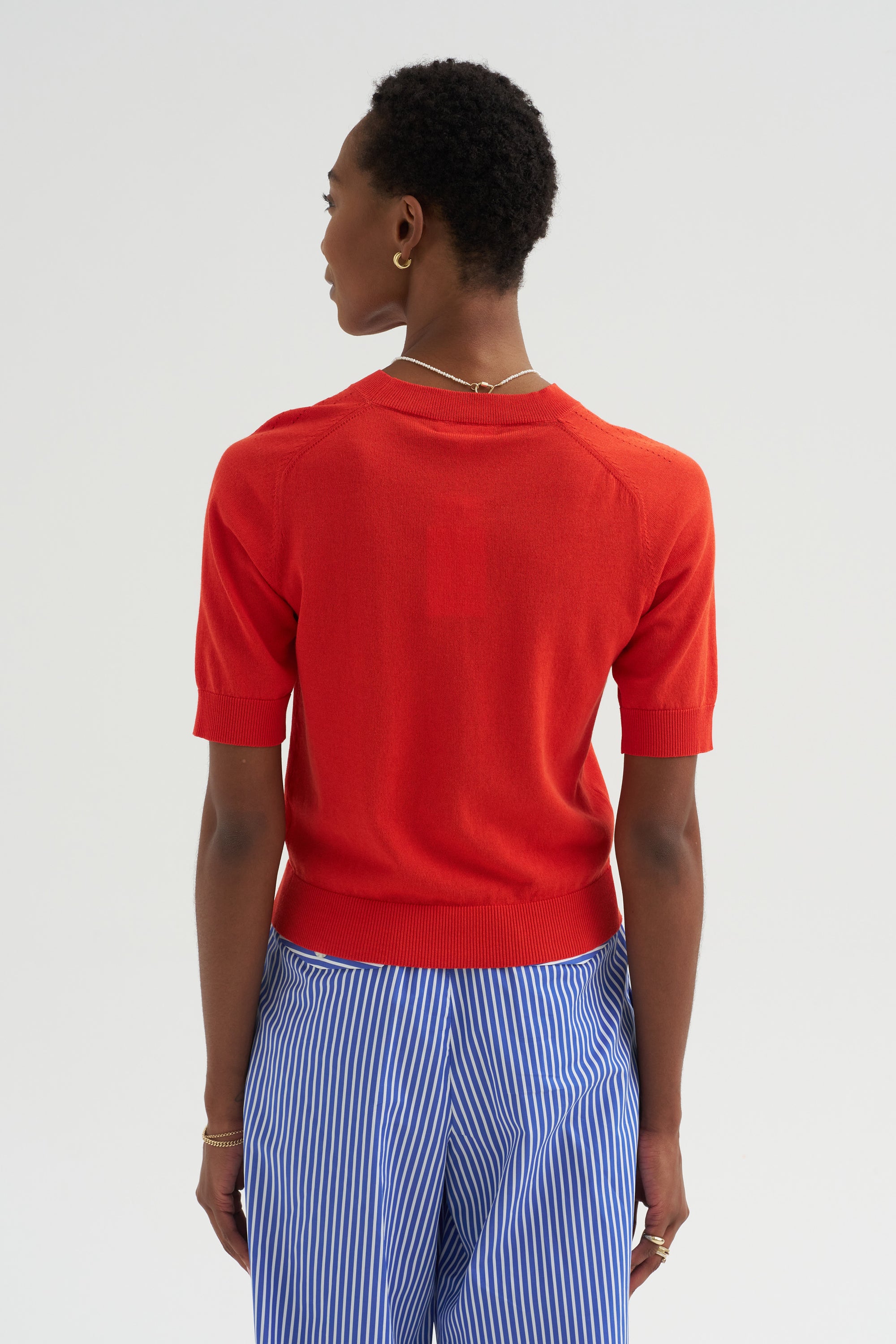 Greta - Fine Cotton Stretch Top, Poppy