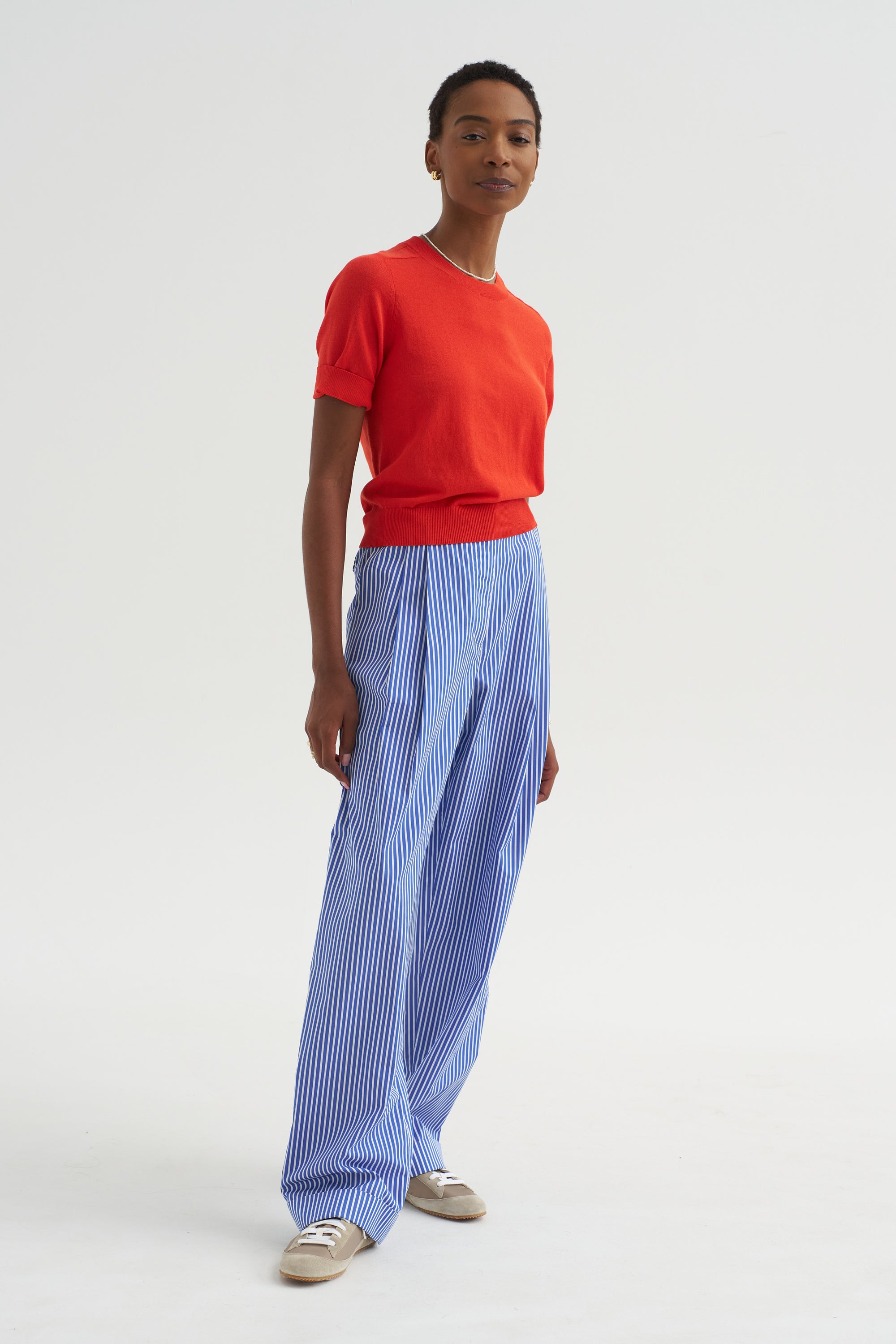 Greta - Fine Cotton Stretch Top, Poppy