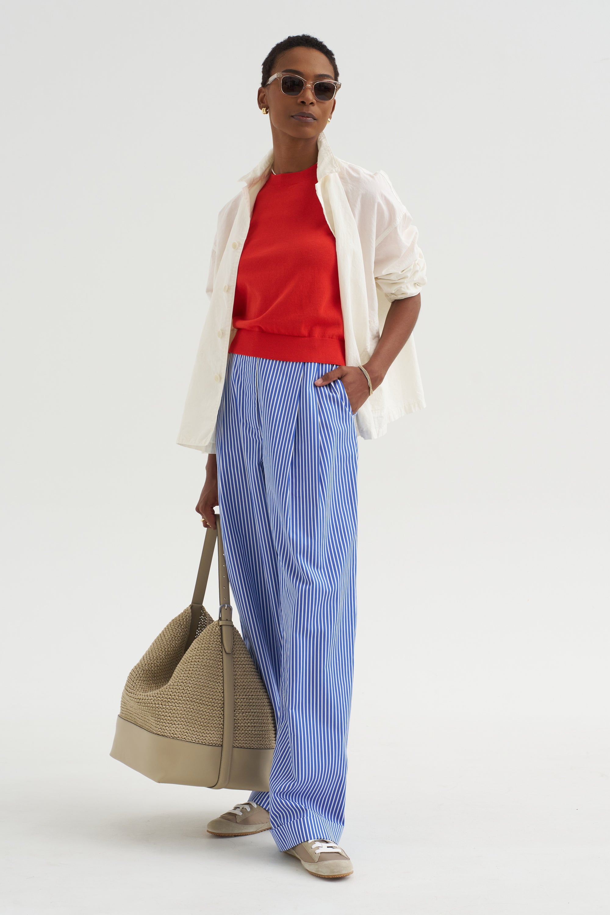 Greta - Fine Cotton Stretch Top, Poppy