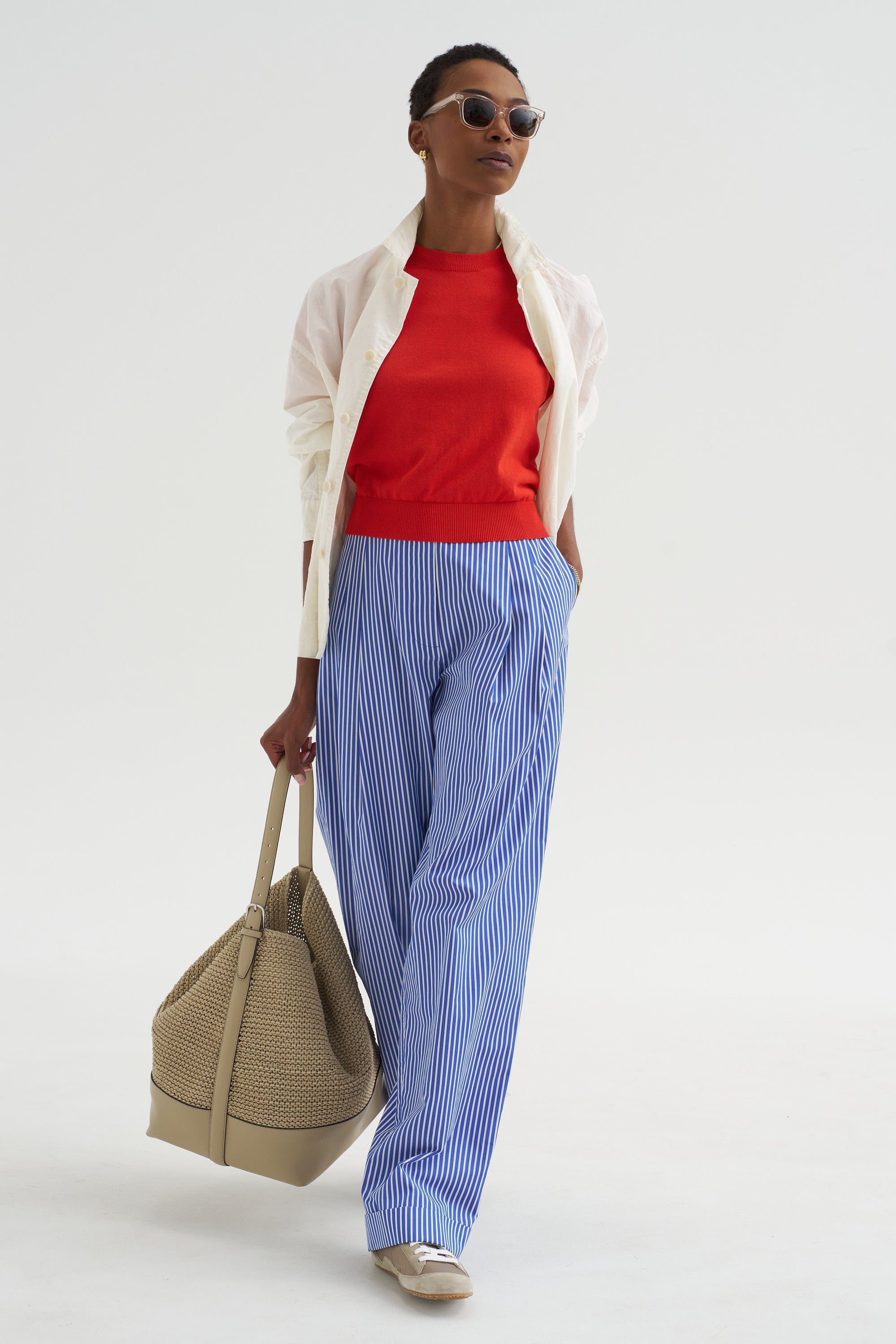 Greta - Fine Cotton Stretch Top, Poppy