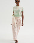 Drew - Stripe Cashmere Polo, Ivory & Verdant