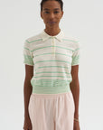Drew - Stripe Cashmere Polo, Ivory & Verdant
