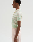 Drew - Stripe Cashmere Polo, Ivory & Verdant