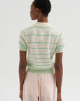 Drew - Stripe Cashmere Polo, Ivory & Verdant