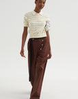 Cameron - Stripe Polo Top, Off White & Citron