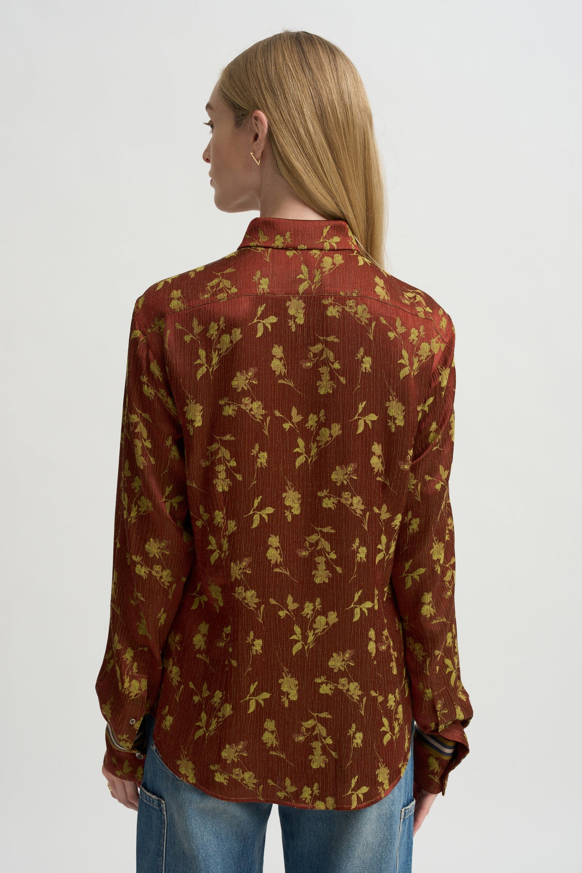 Floral Jacquard &amp; Grosgrain Shirt, Rust
