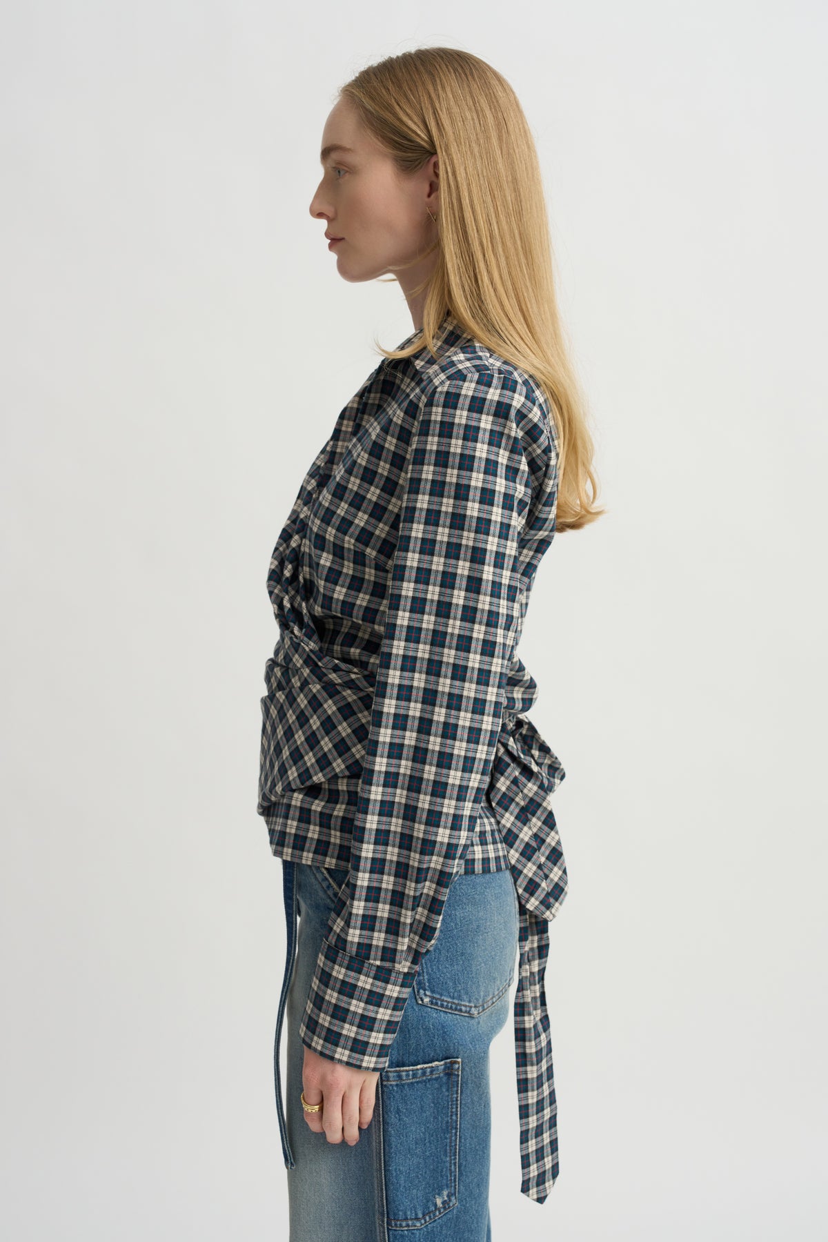 Gathered Waist Wrap Top, Petrol