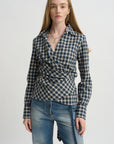 Gathered Waist Wrap Top, Petrol