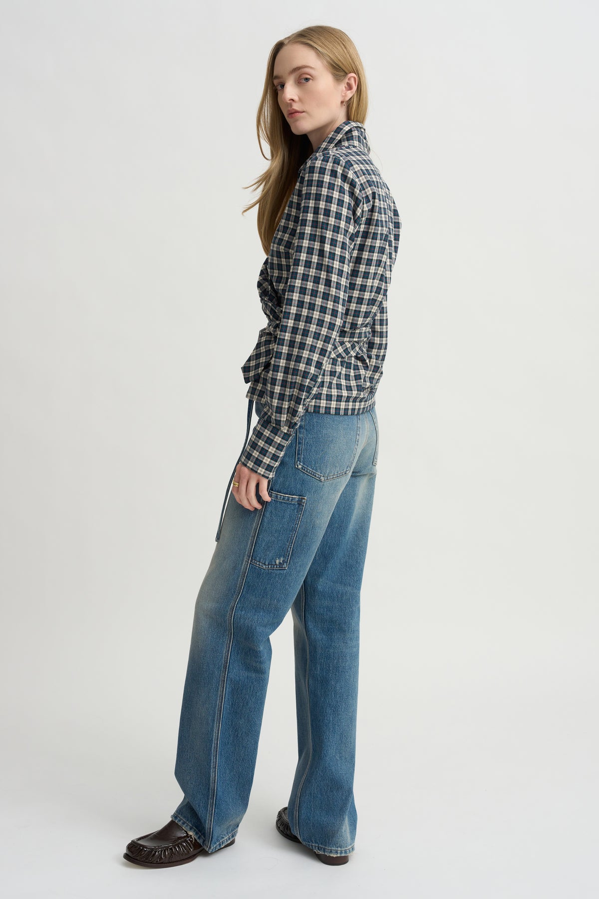 Gathered Waist Wrap Top, Petrol