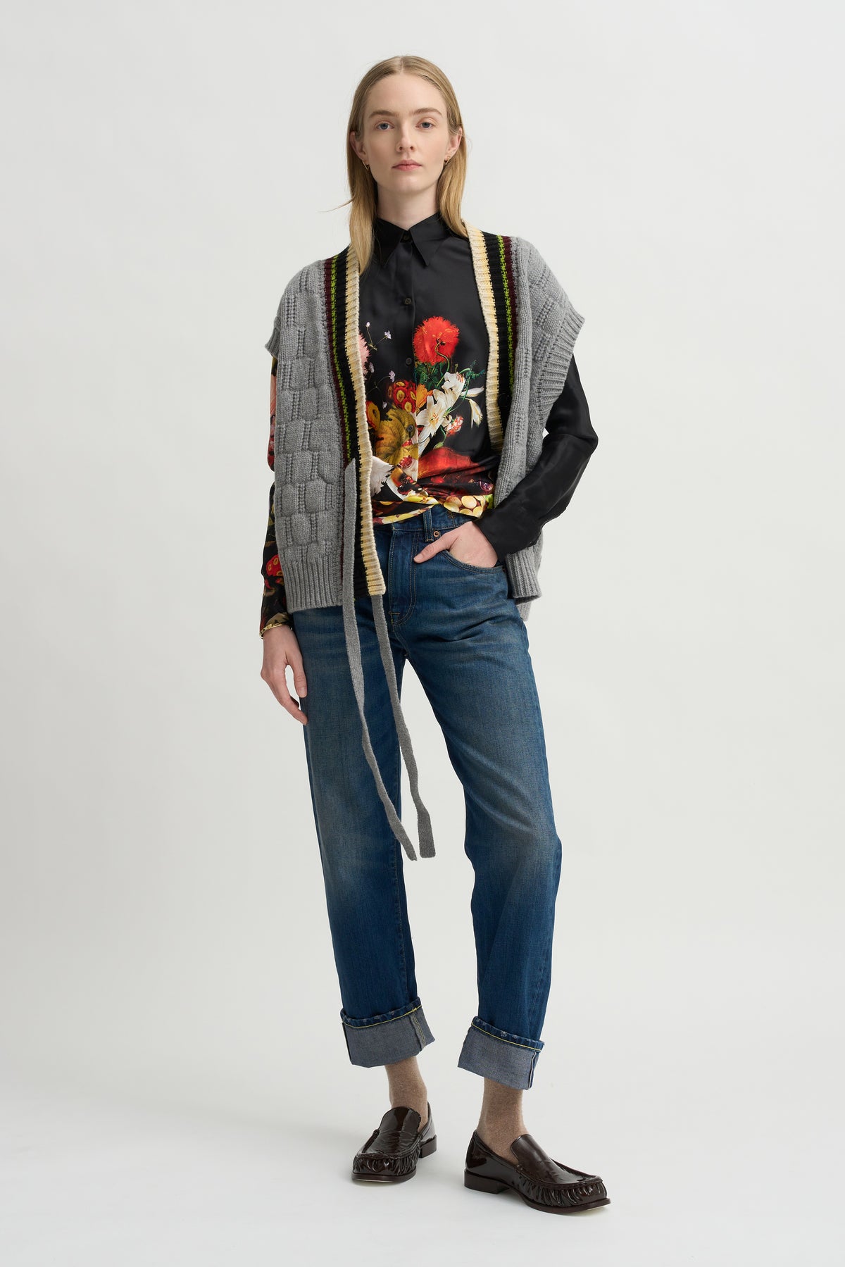 Still Life Silk Top, Black