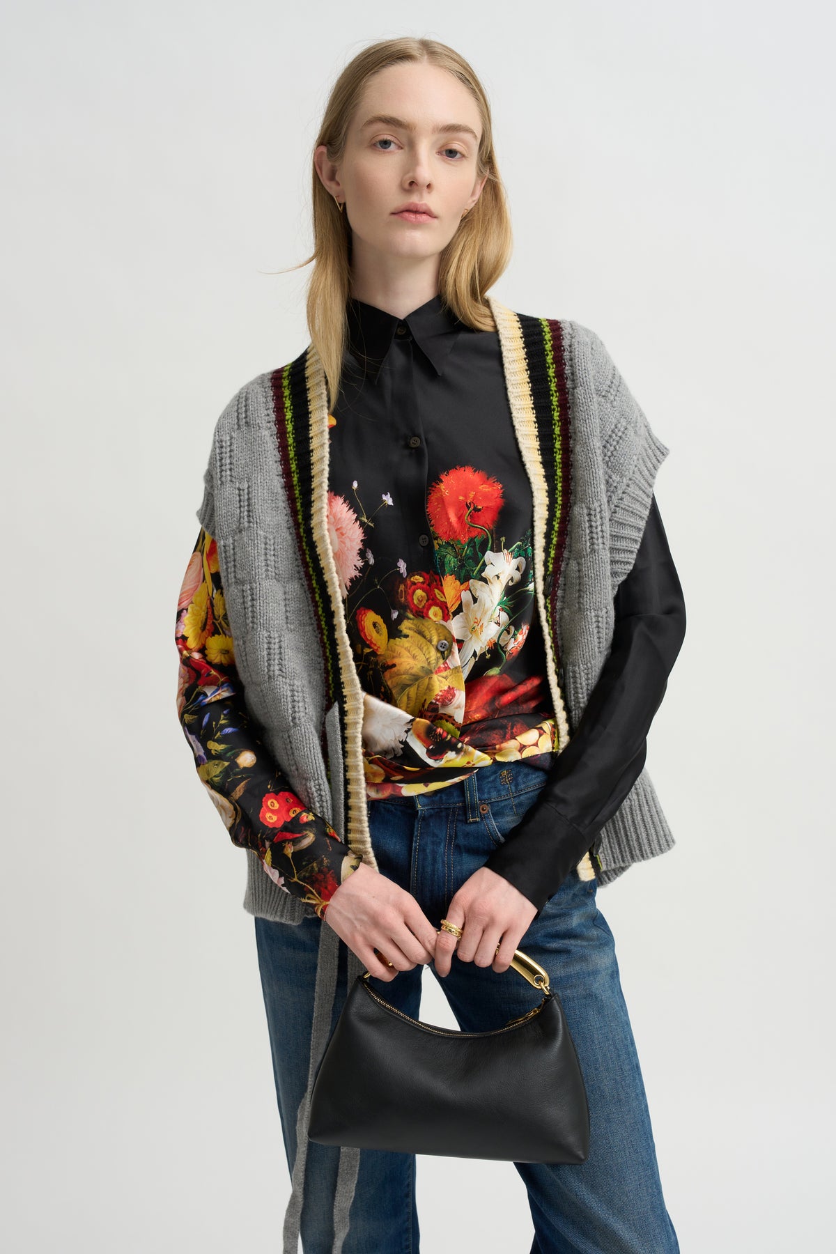 Still Life Silk Top, Black