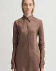 Bias Cut Fitted Shirt, Stone