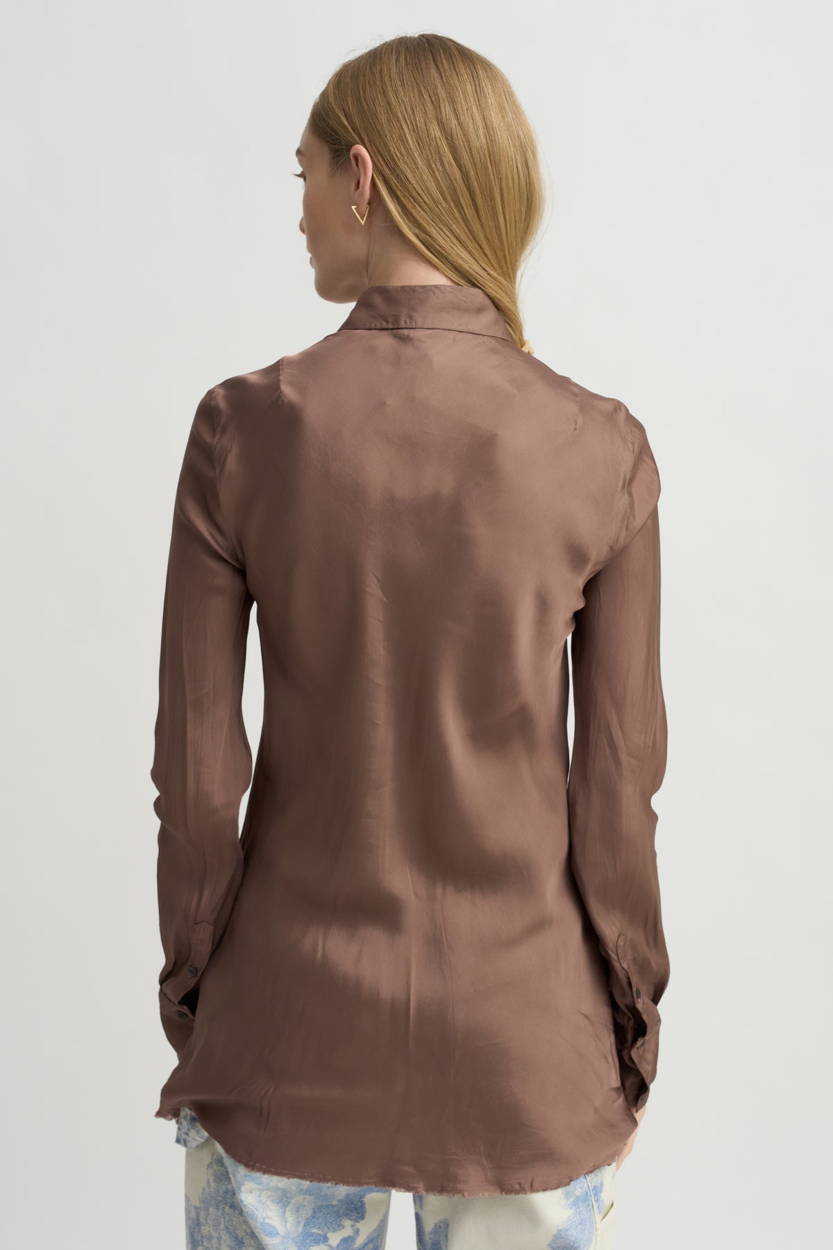 Bias Cut Fitted Shirt, Stone