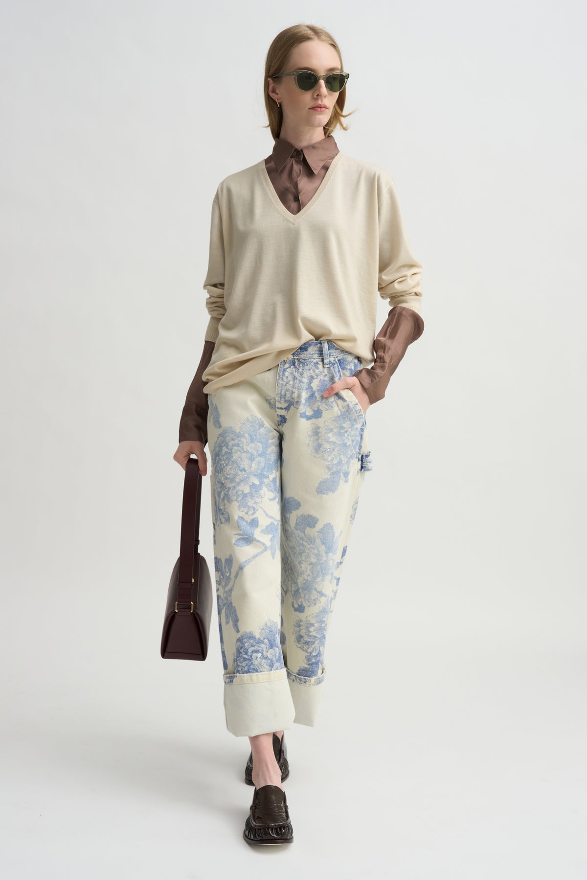 Bias Cut Fitted Shirt, Stone