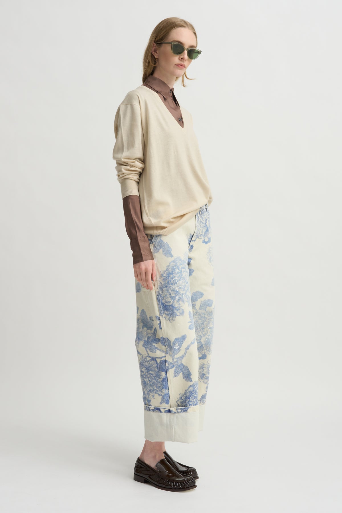 Bias Cut Fitted Shirt, Stone