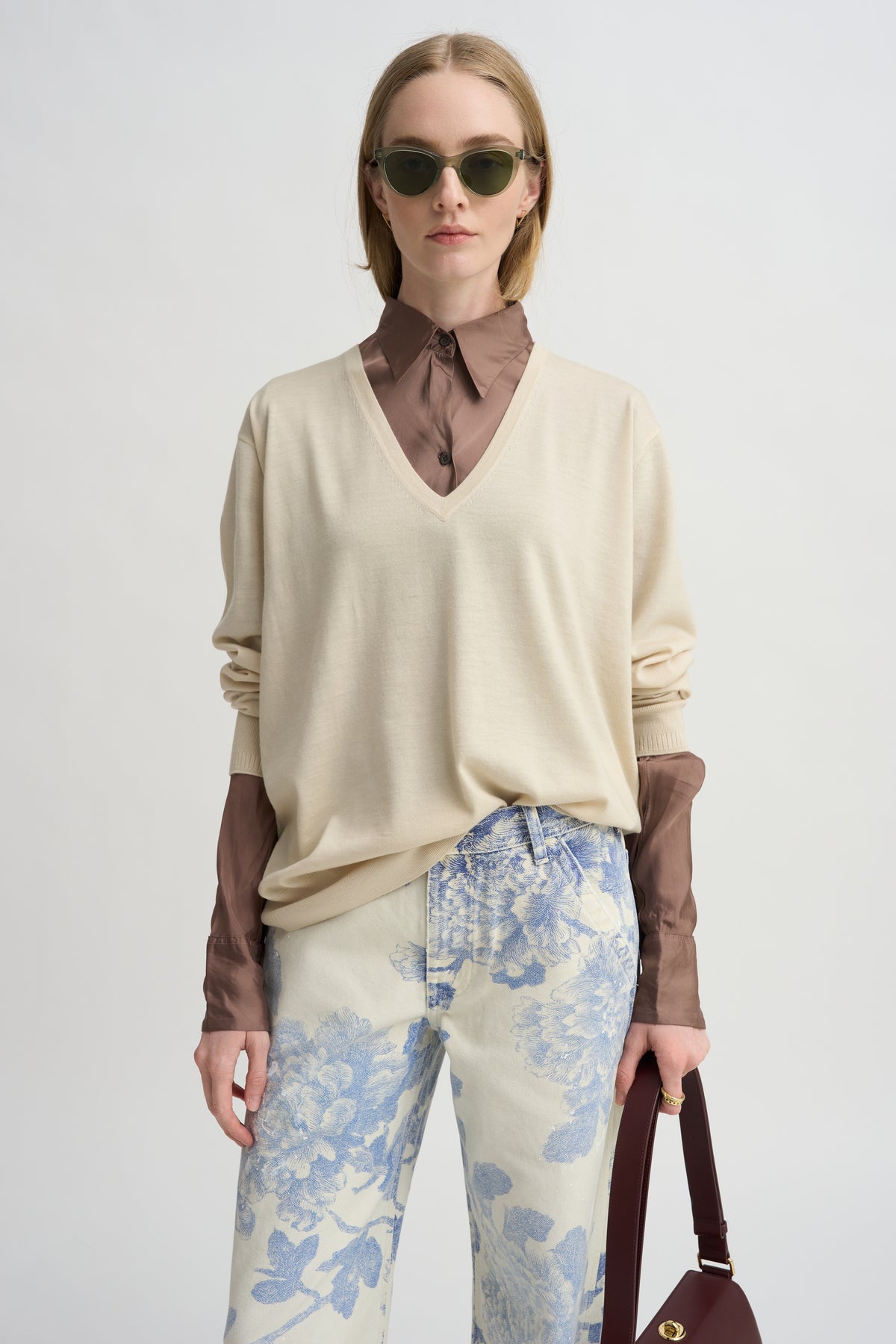 Bias Cut Fitted Shirt, Stone