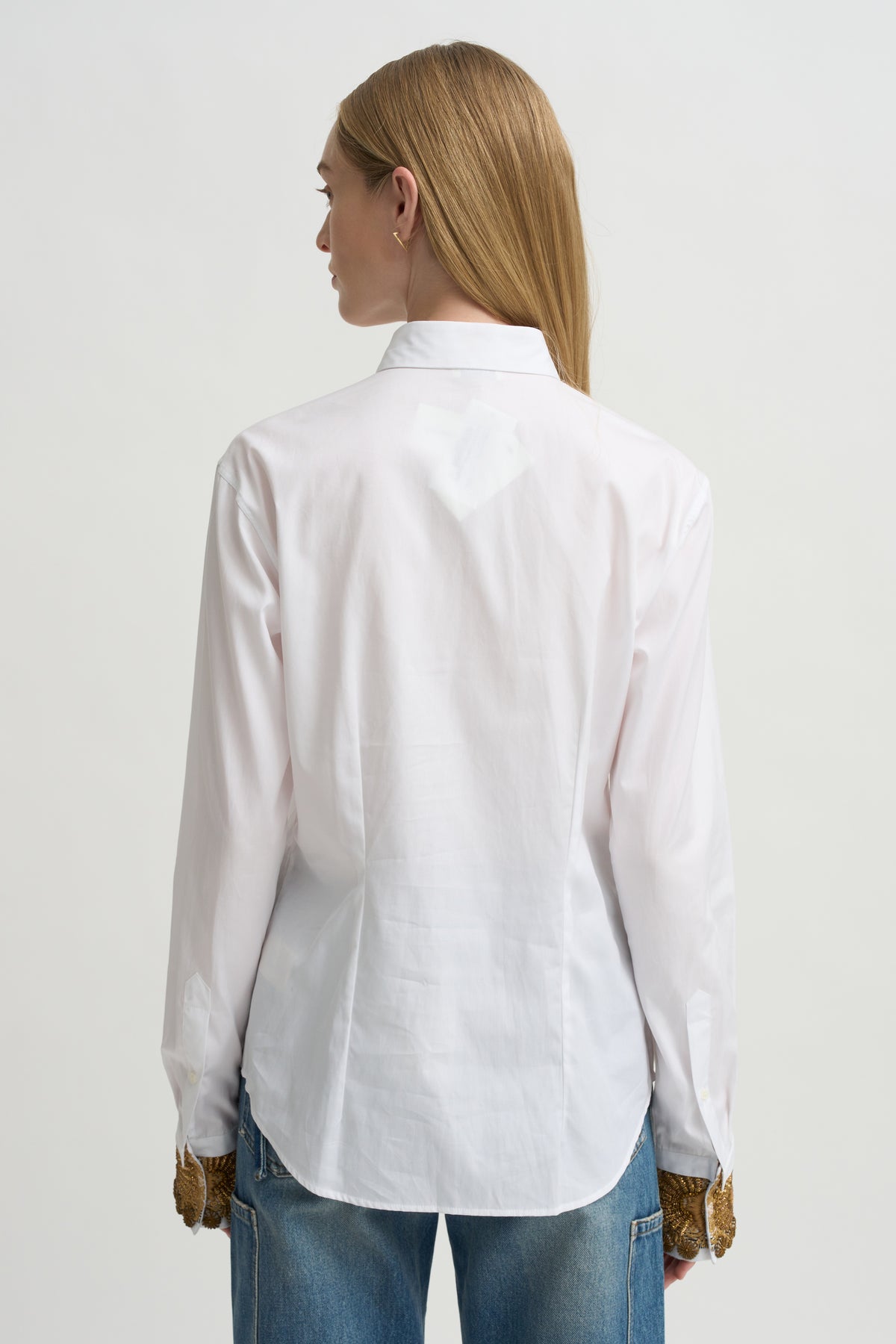 Embellished Cuff Shirt, White