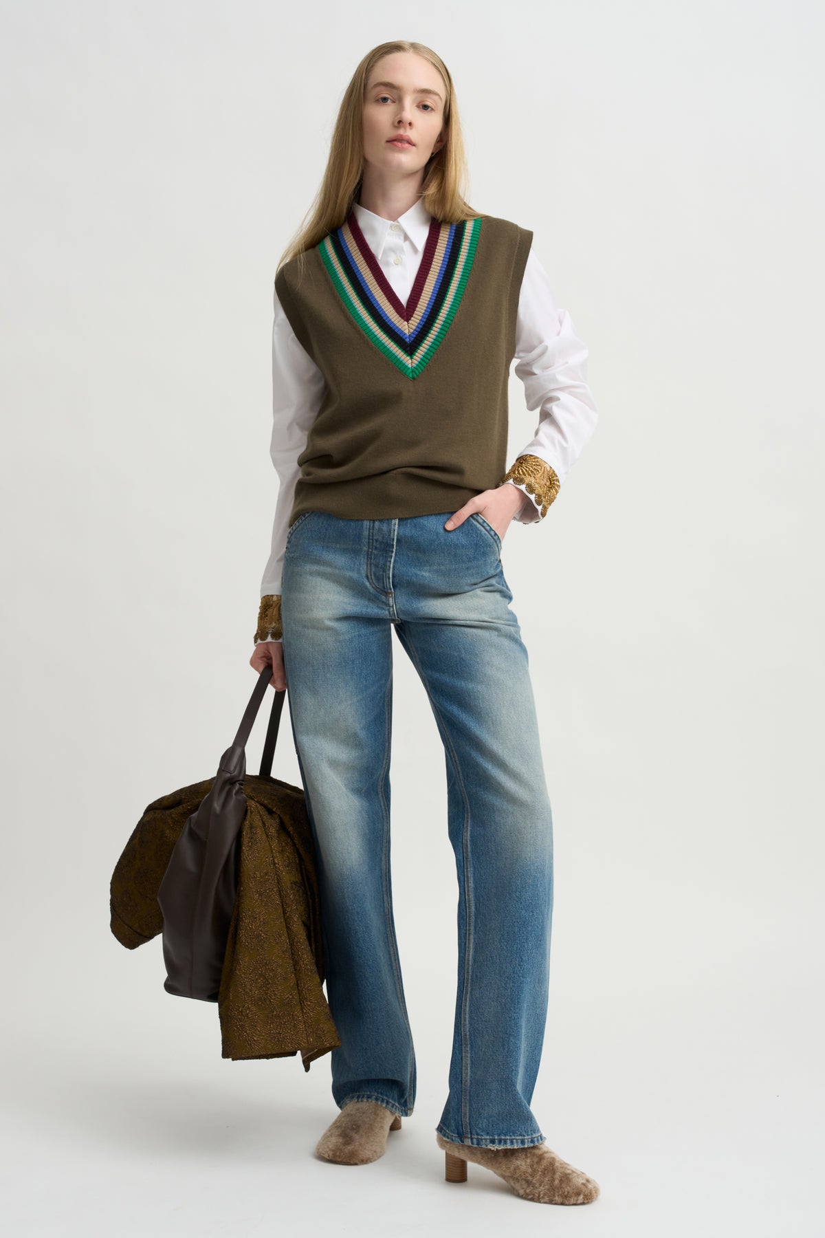 Embellished Cuff Shirt, White