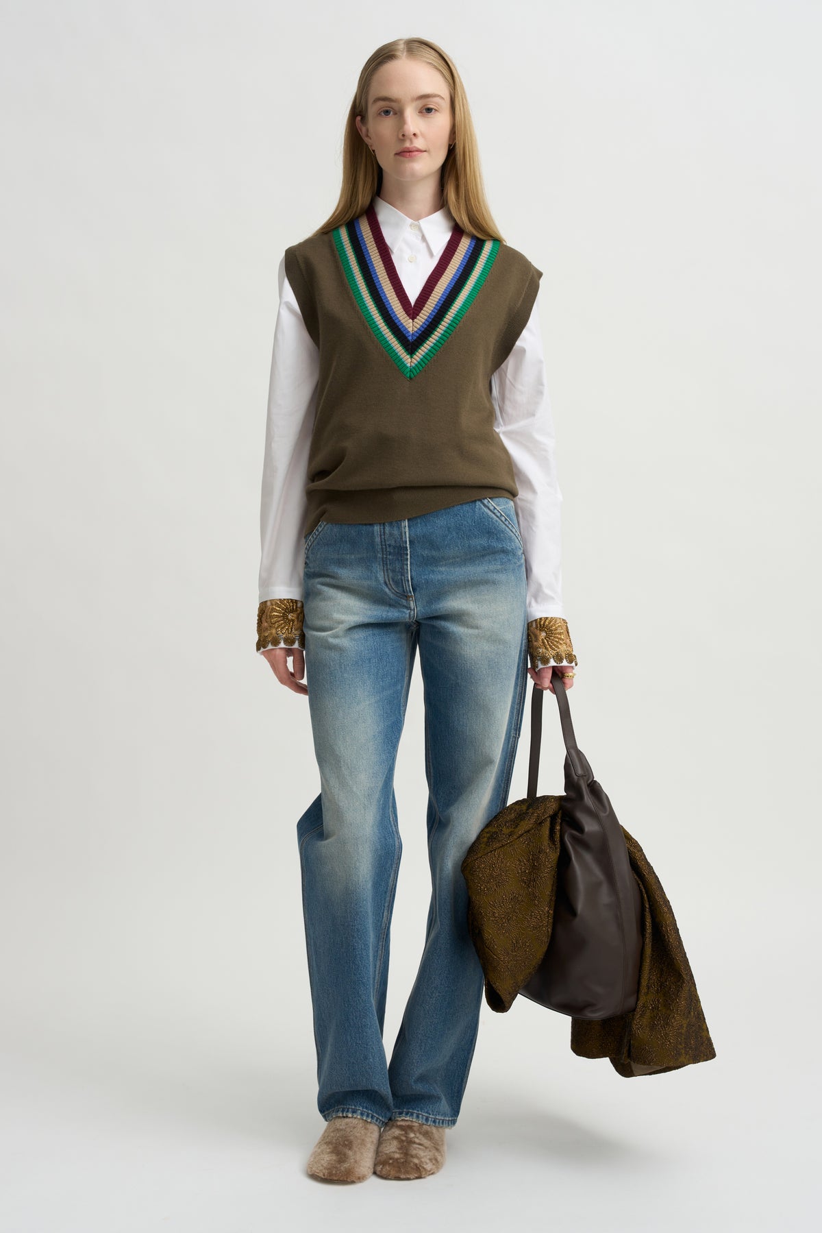 Embellished Cuff Shirt, White