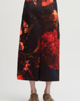 Printed Floral Skirt, Neon Orange