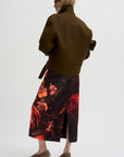 Printed Floral Skirt, Neon Orange