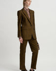 Cloqué Jacquard Pants, Khaki