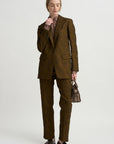 Cloqué Jacquard Pants, Khaki