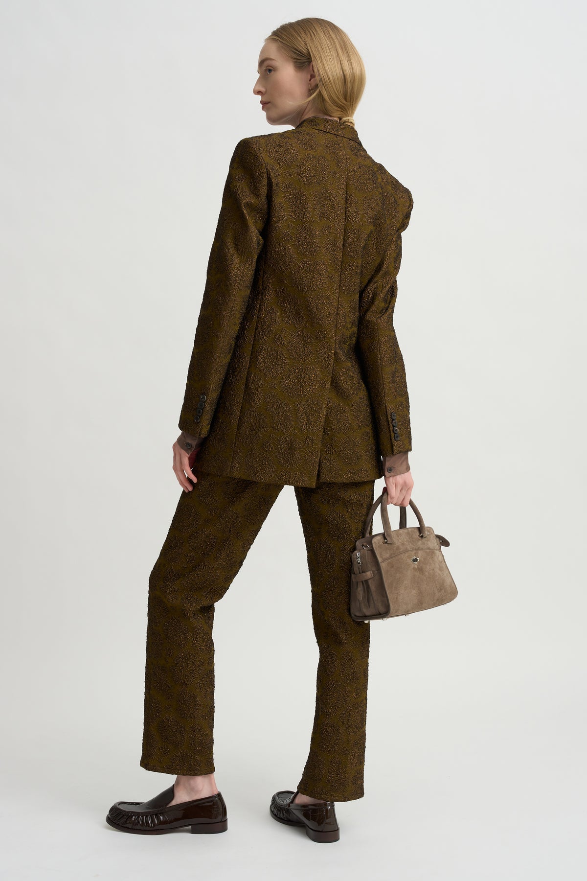Cloqué Jacquard Pants, Khaki