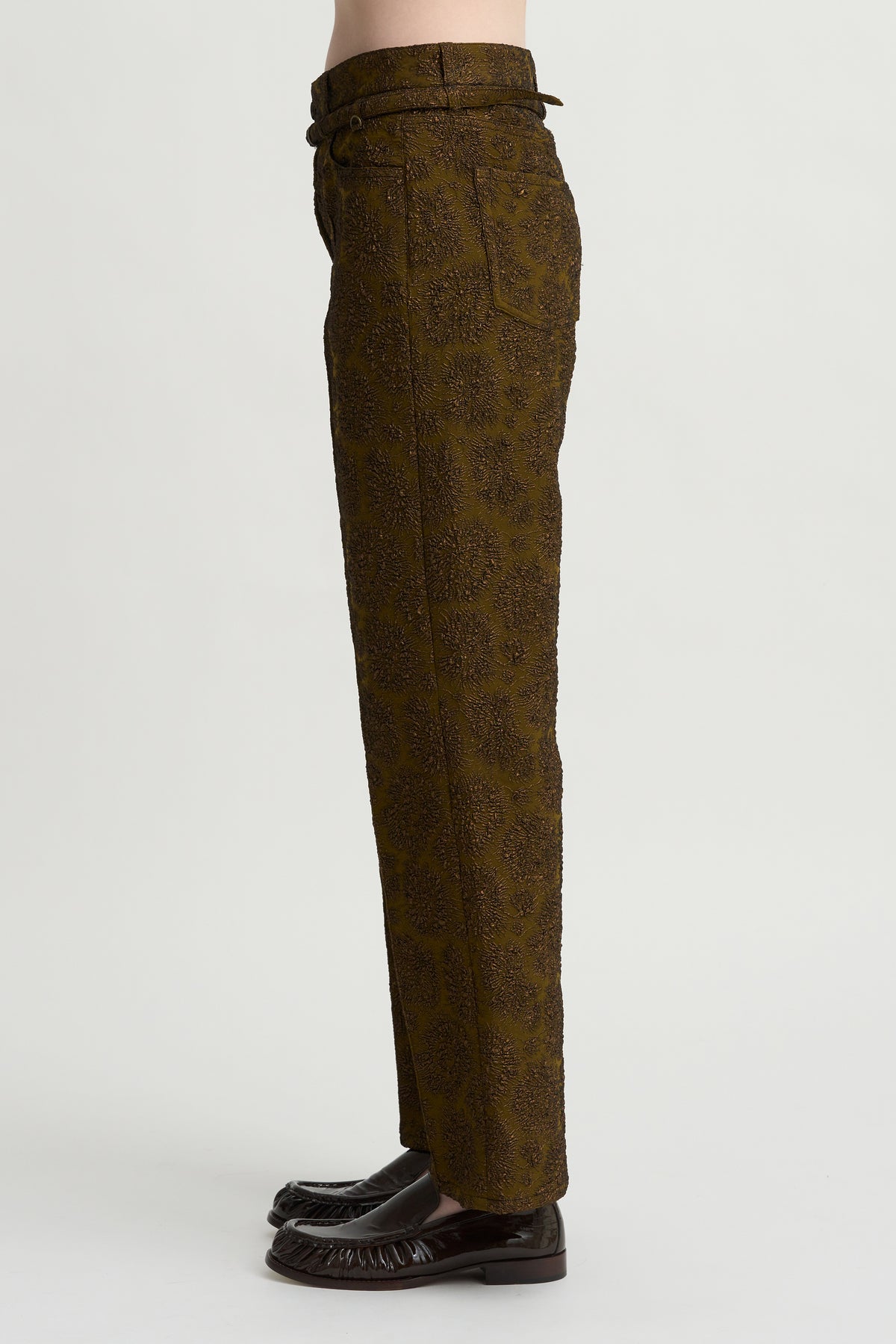 Cloqué Jacquard Pants, Khaki