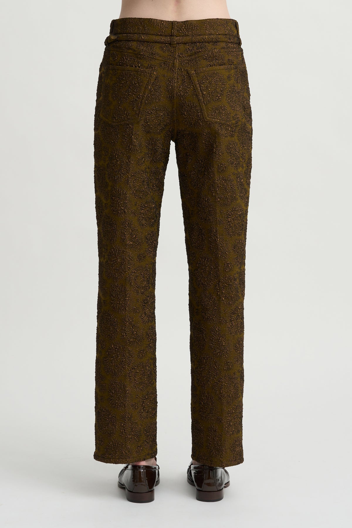 Cloqué Jacquard Pants, Khaki