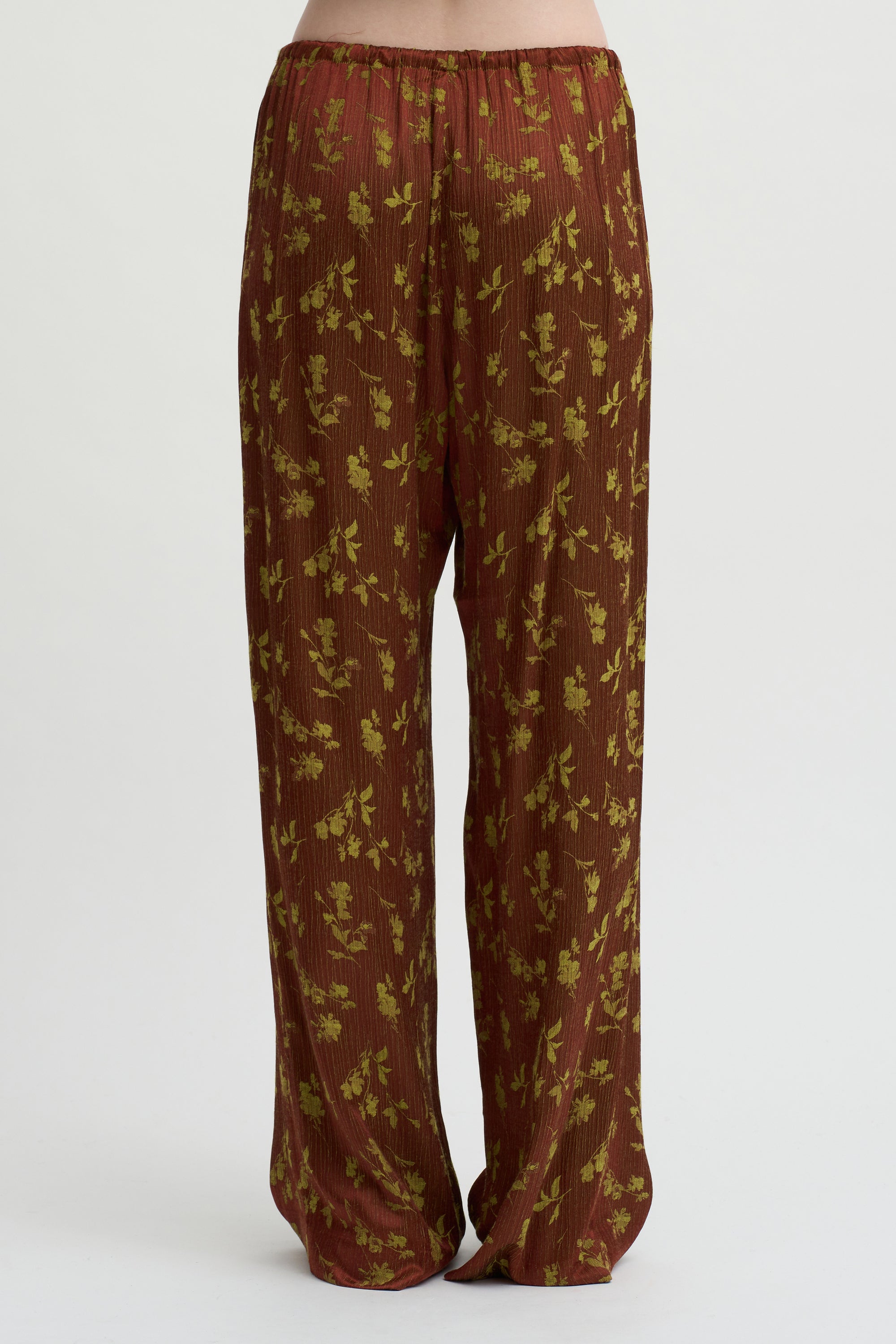 Floral Jacquard Pull On Pants, Rust