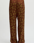 Floral Jacquard Pull On Pants, Rust