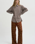 Floral Jacquard Pull On Pants, Rust