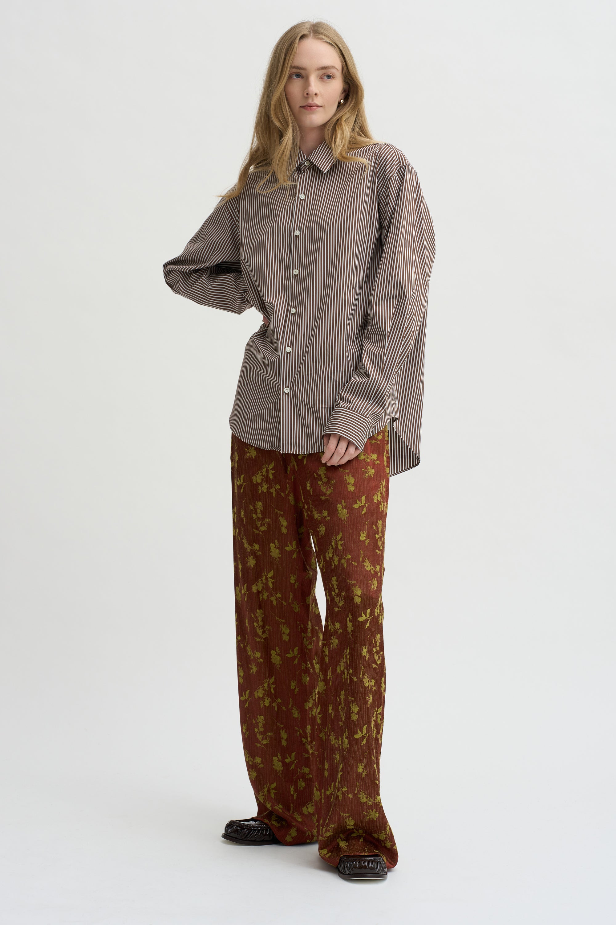 Floral Jacquard Pull On Pants, Rust