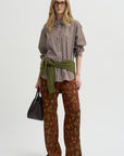 Floral Jacquard Pull On Pants, Rust