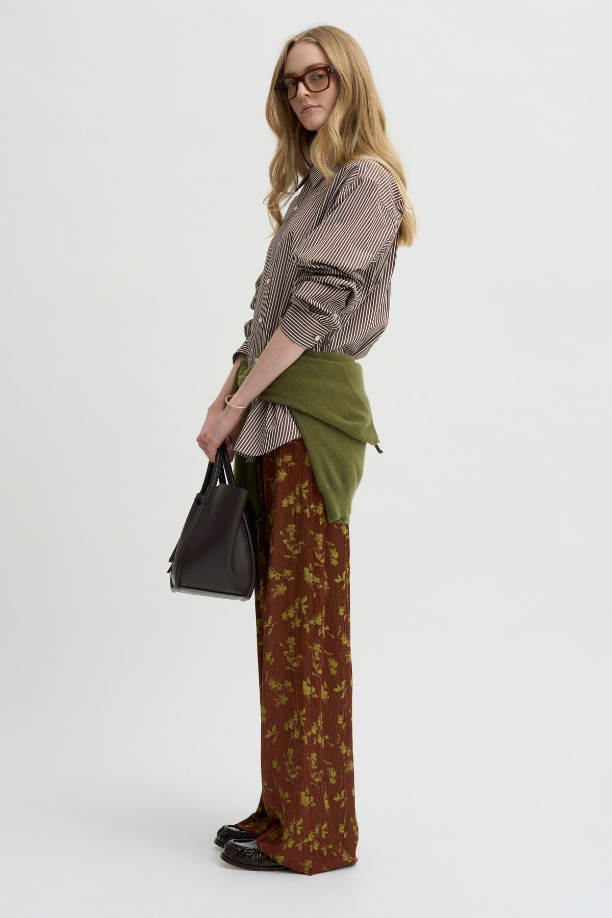 Floral Jacquard Pull On Pants, Rust