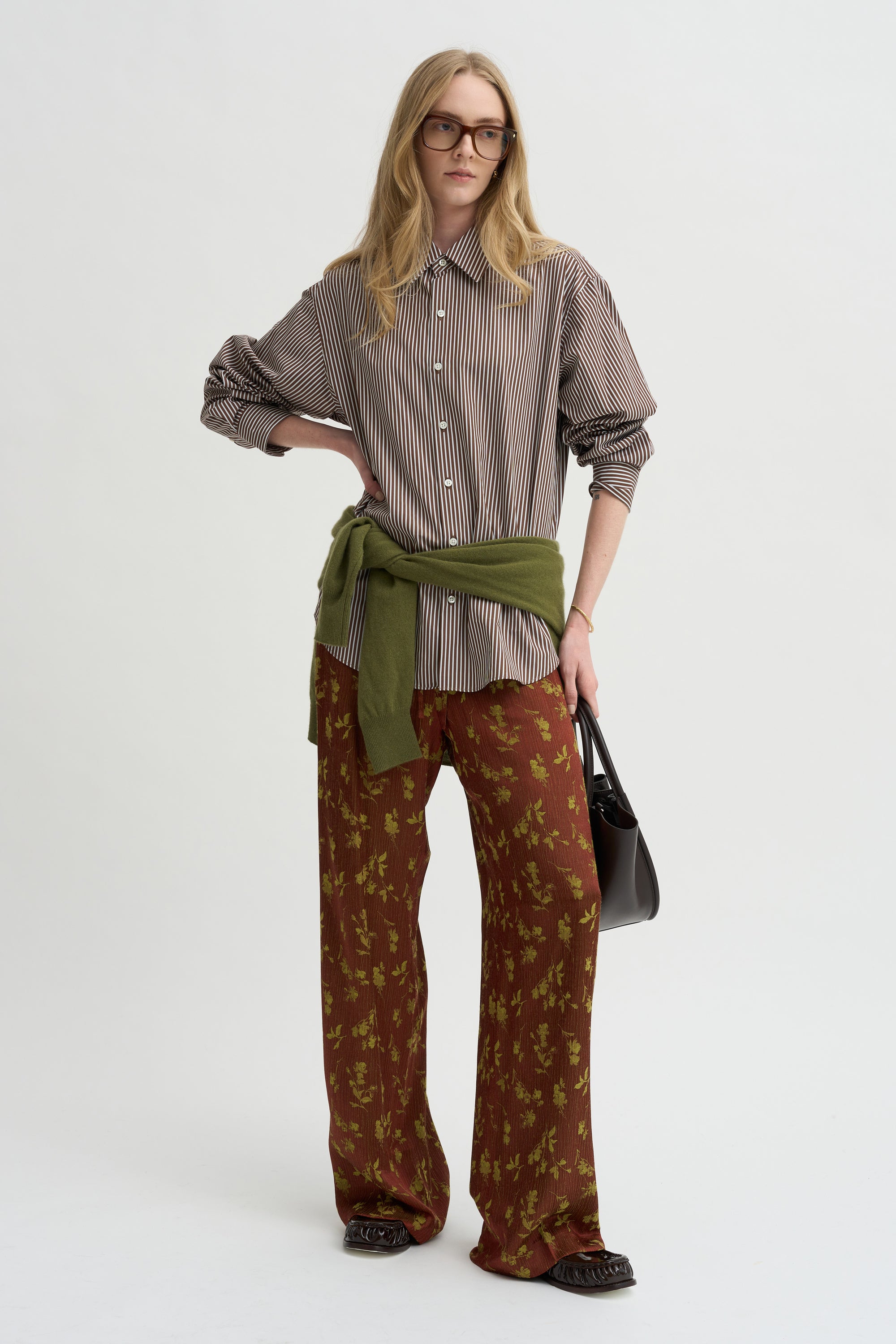 Floral Jacquard Pull On Pants, Rust