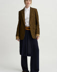 Pleated Overskirt Pants, Navy