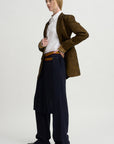 Pleated Overskirt Pants, Navy