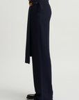 Pleated Overskirt Pants, Navy