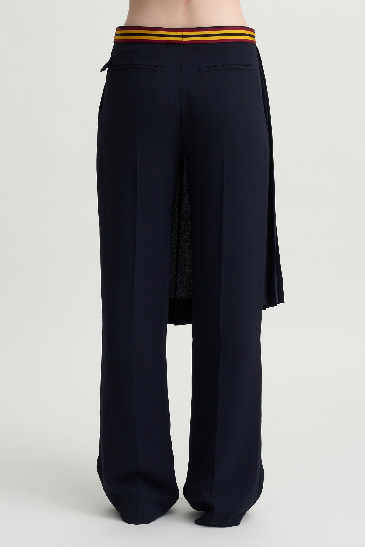 Pleated Overskirt Pants, Navy