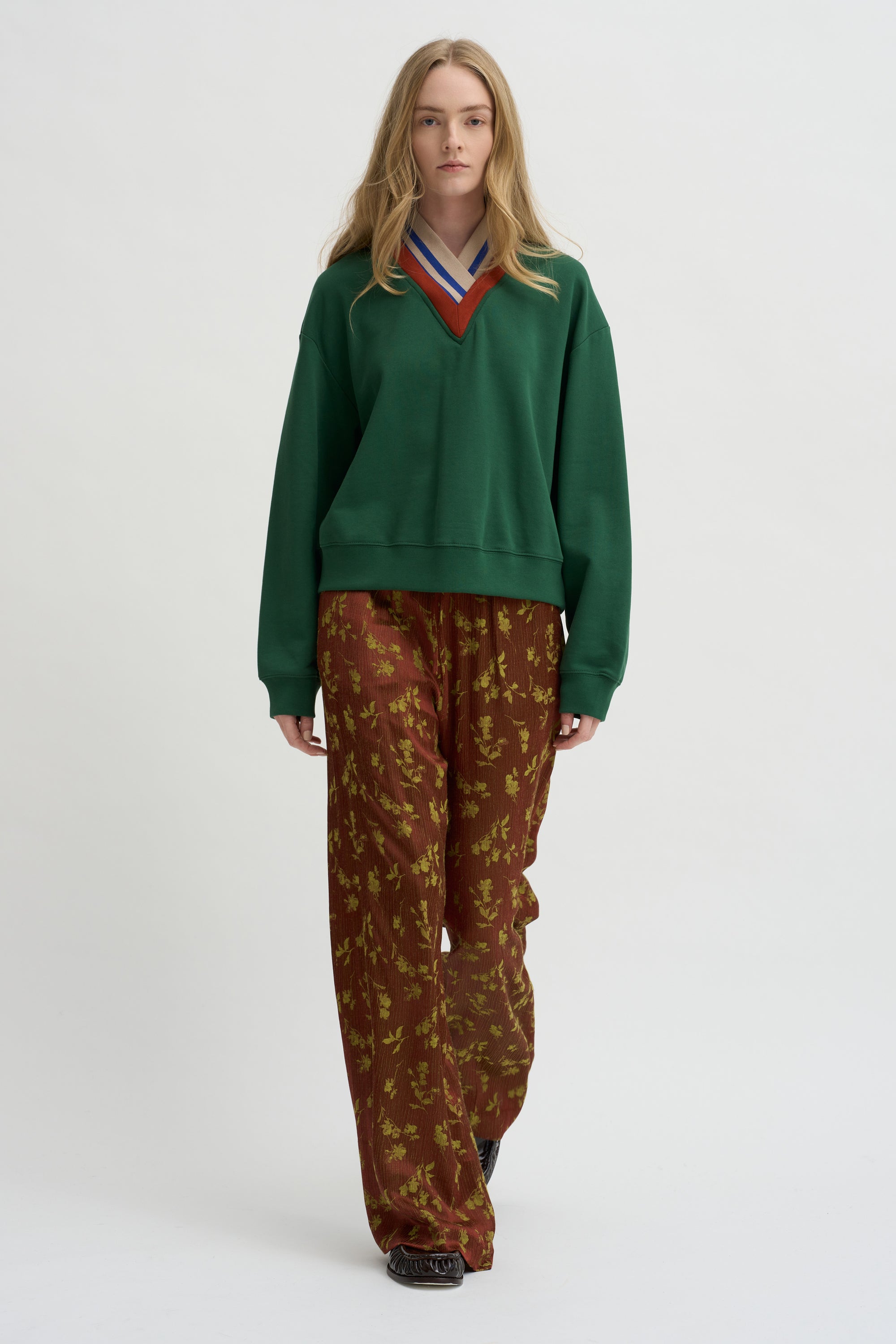Layered V-Neck Sweatshirt
