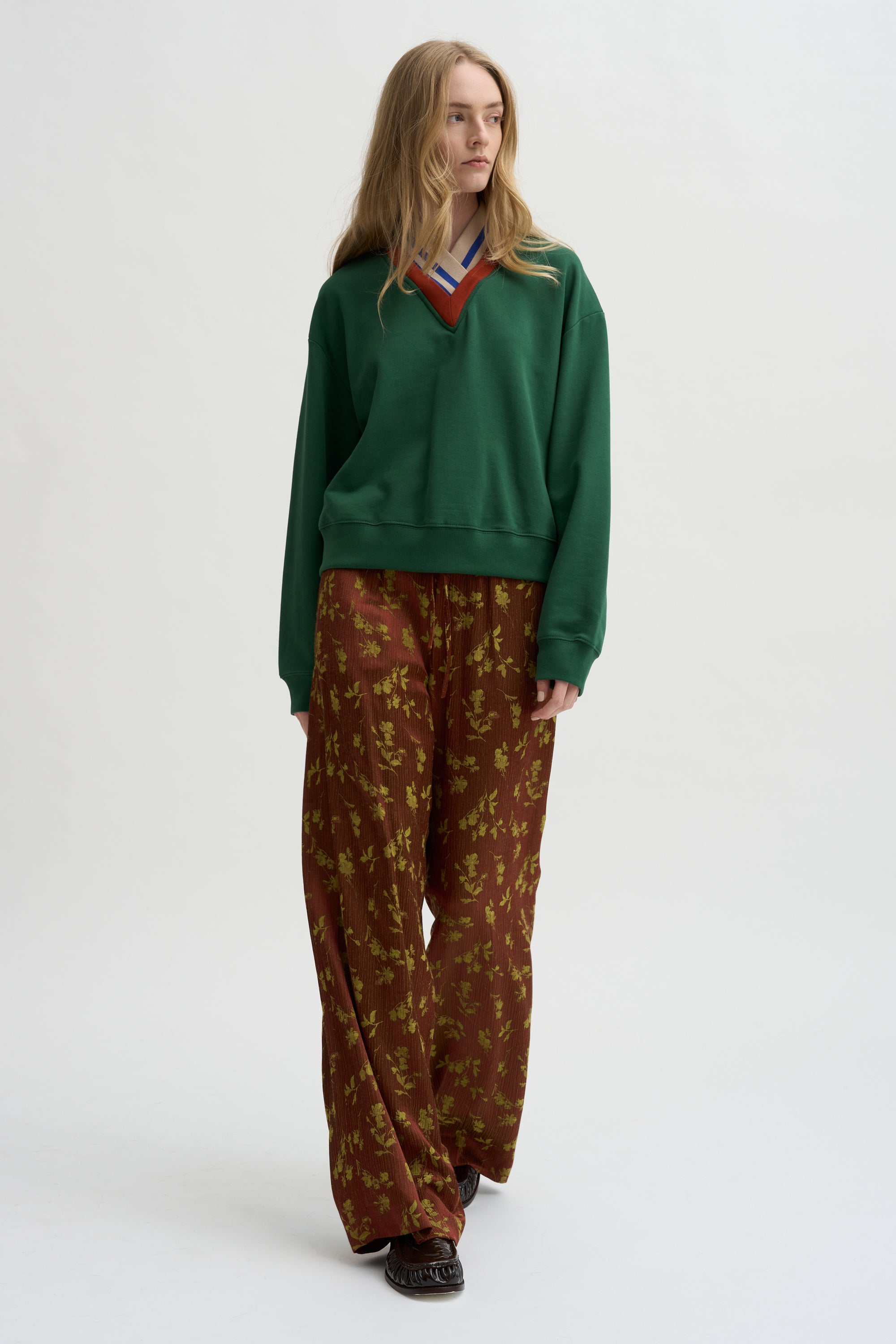 Layered V-Neck Sweatshirt
