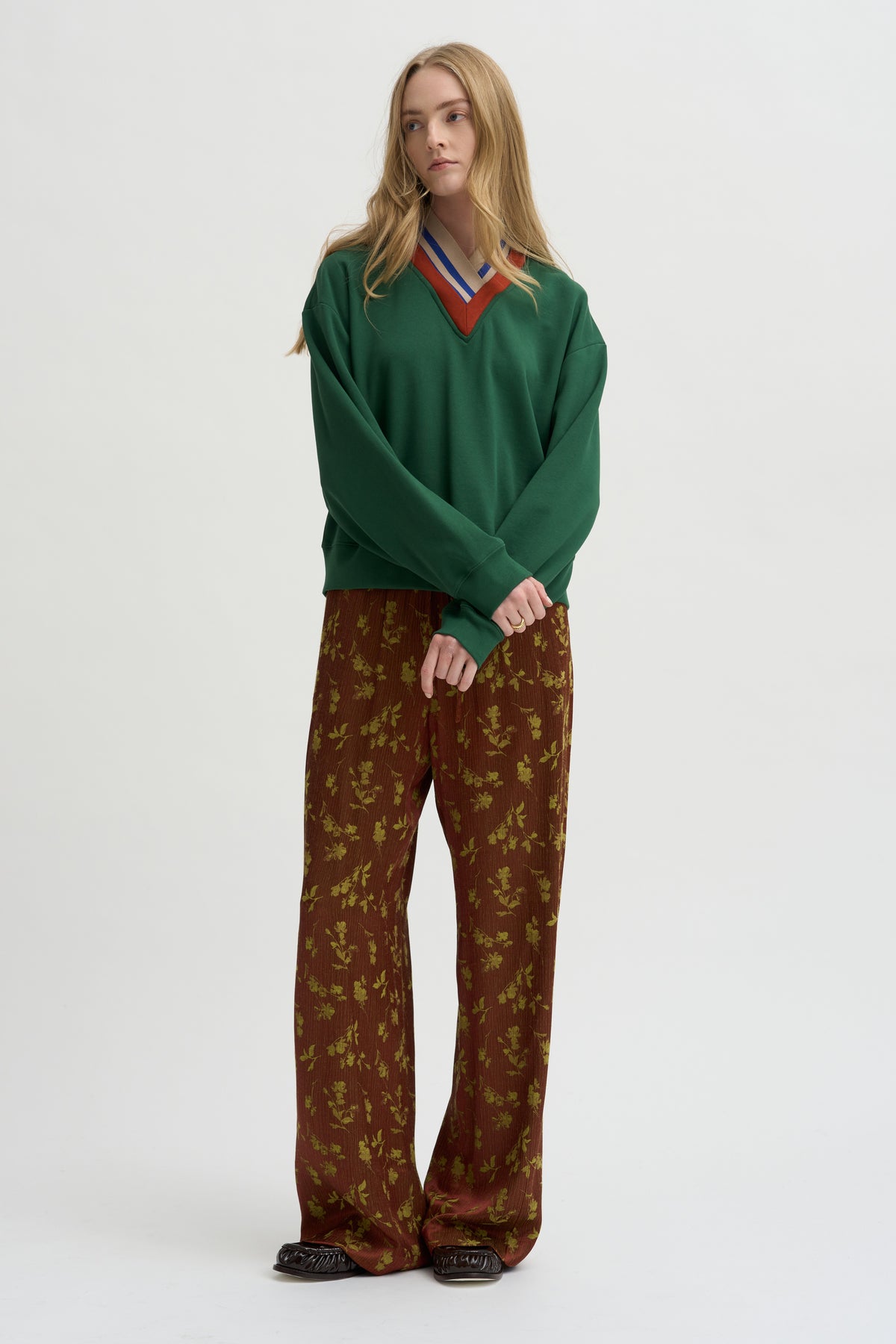 Layered V-Neck Sweatshirt