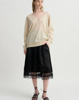 V-Neck Sweater, Ecru