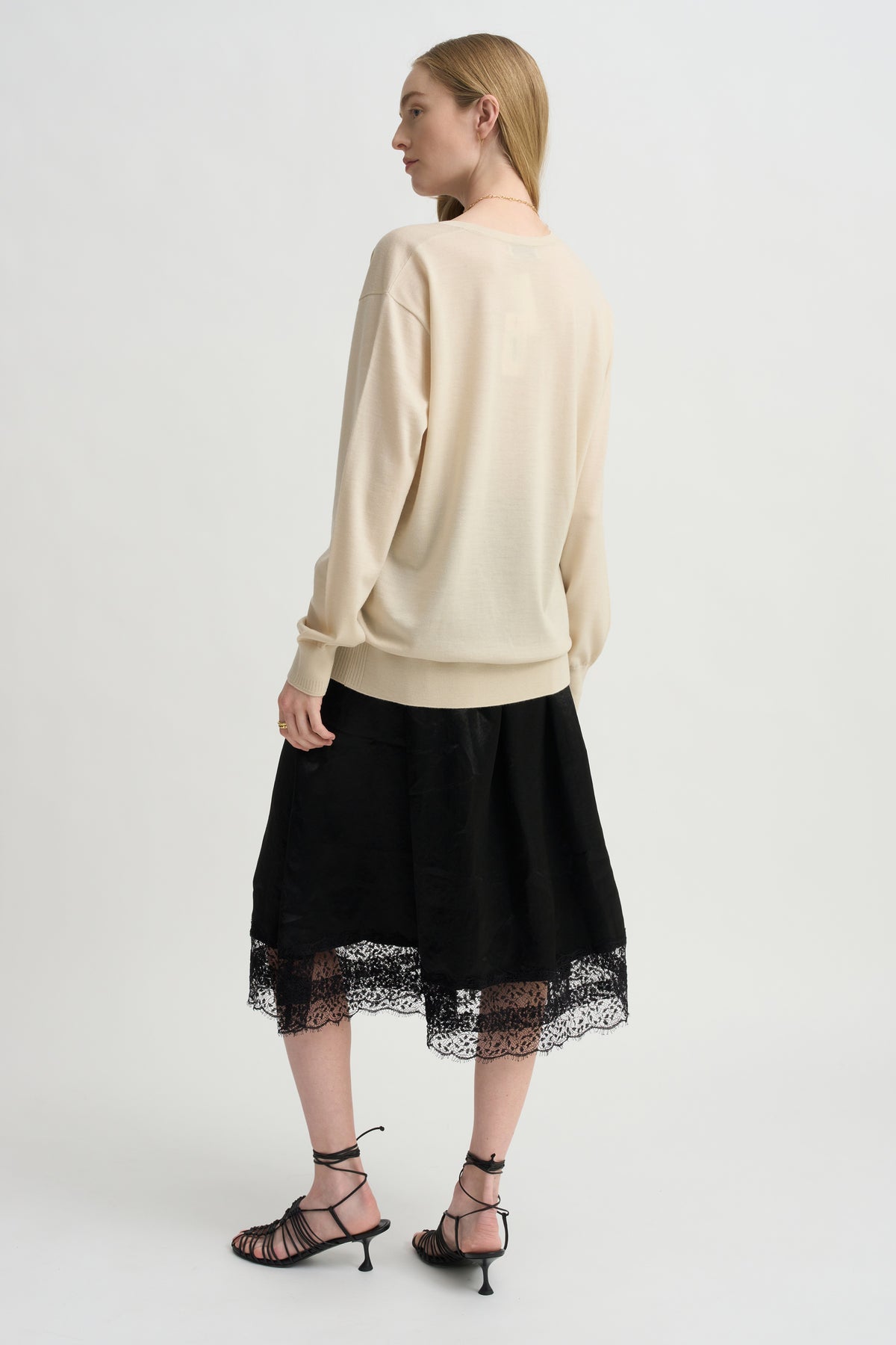 V-Neck Sweater, Ecru
