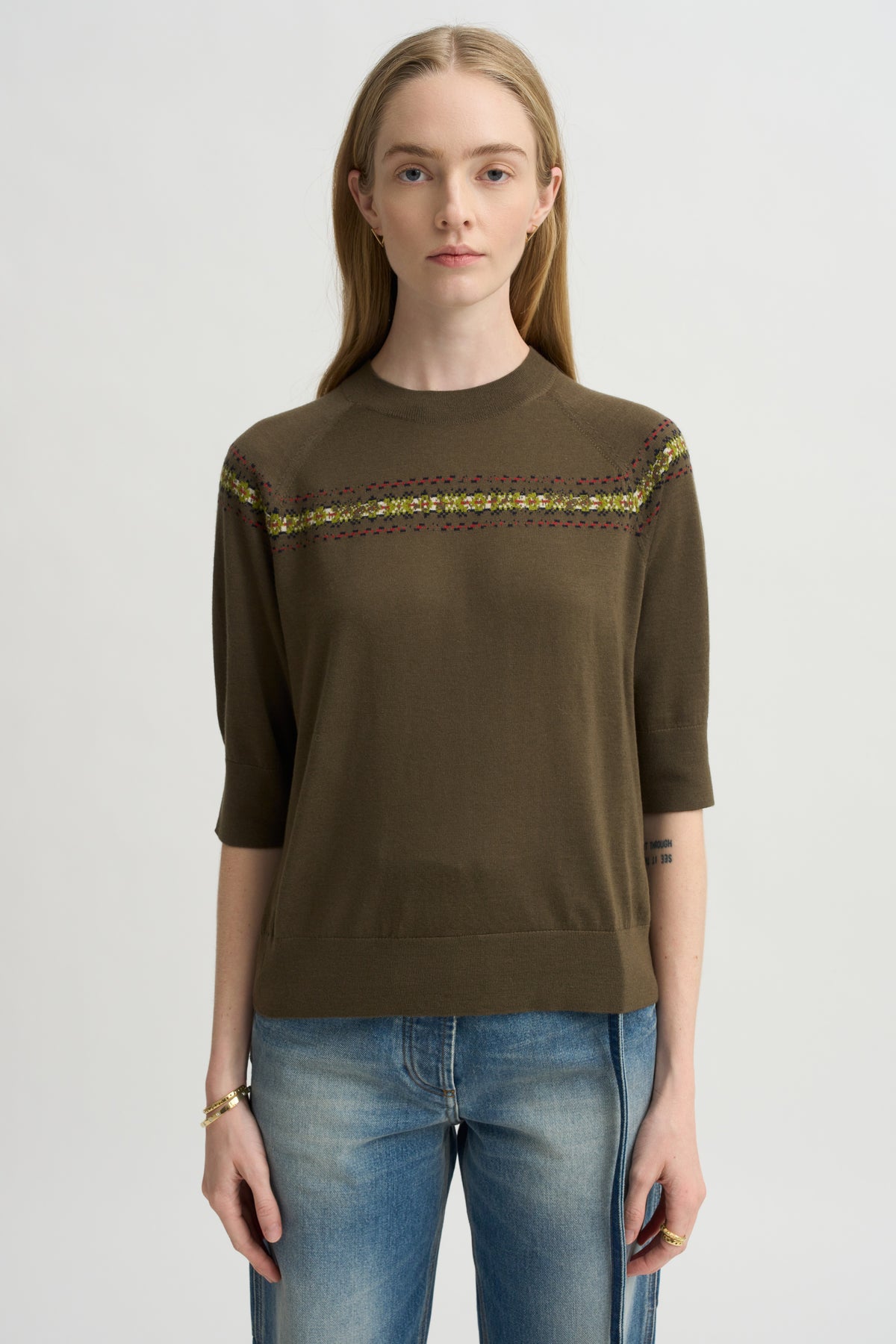 Short Sleeve Raglan Sweater, Forest