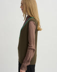 Striped V-Neck Sweater Vest, Forest