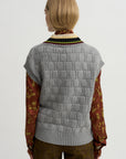 Sleeveless Contrast Knit, Grey