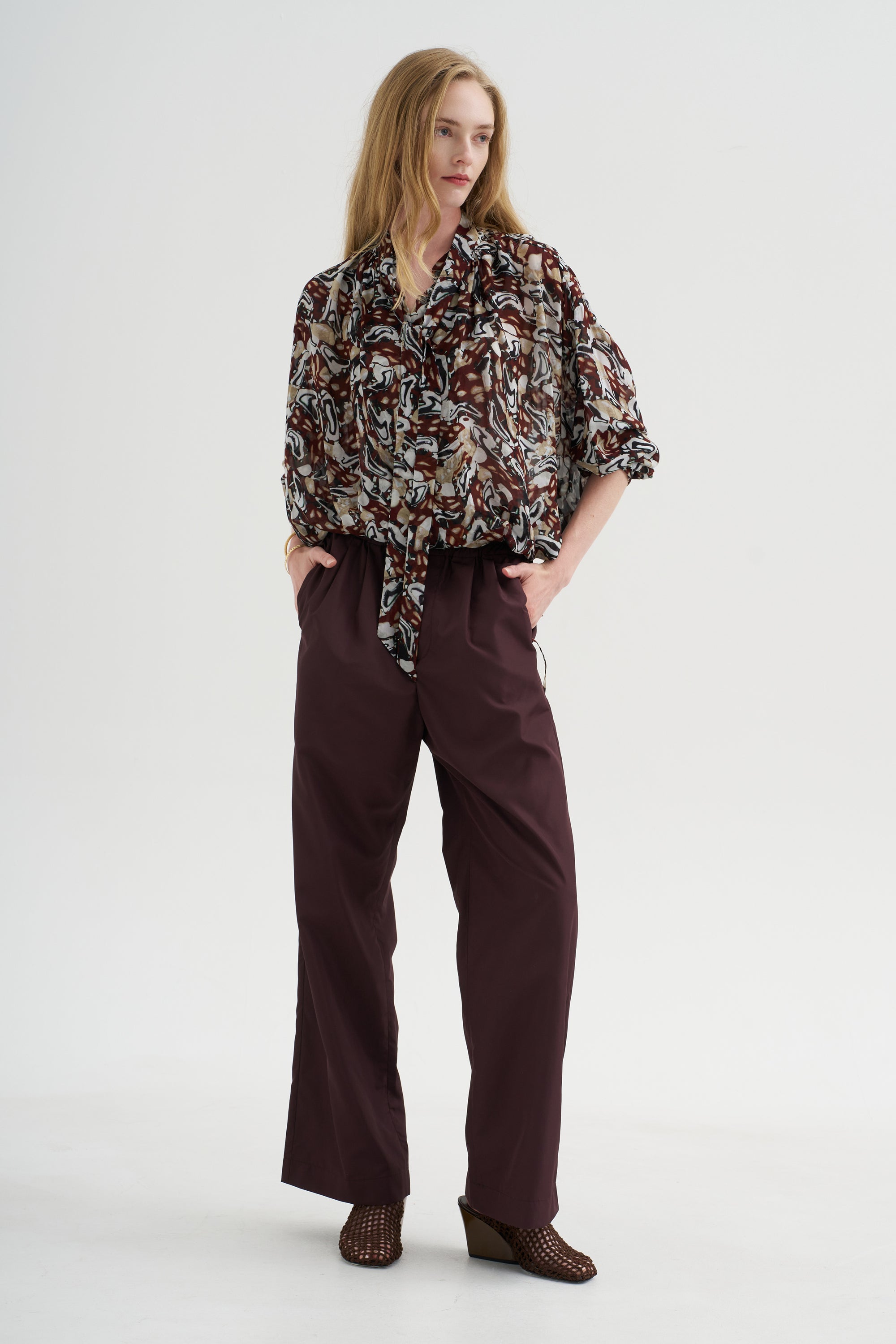 Printed Top, Brown